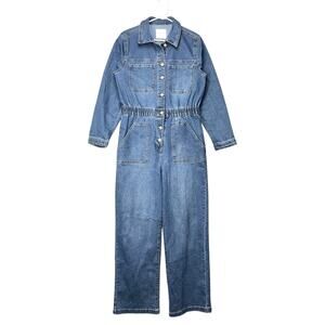 Celebrity Pink Denim Utility Jumpsuit Coverall L Grunge Streetwear Hiphop‎